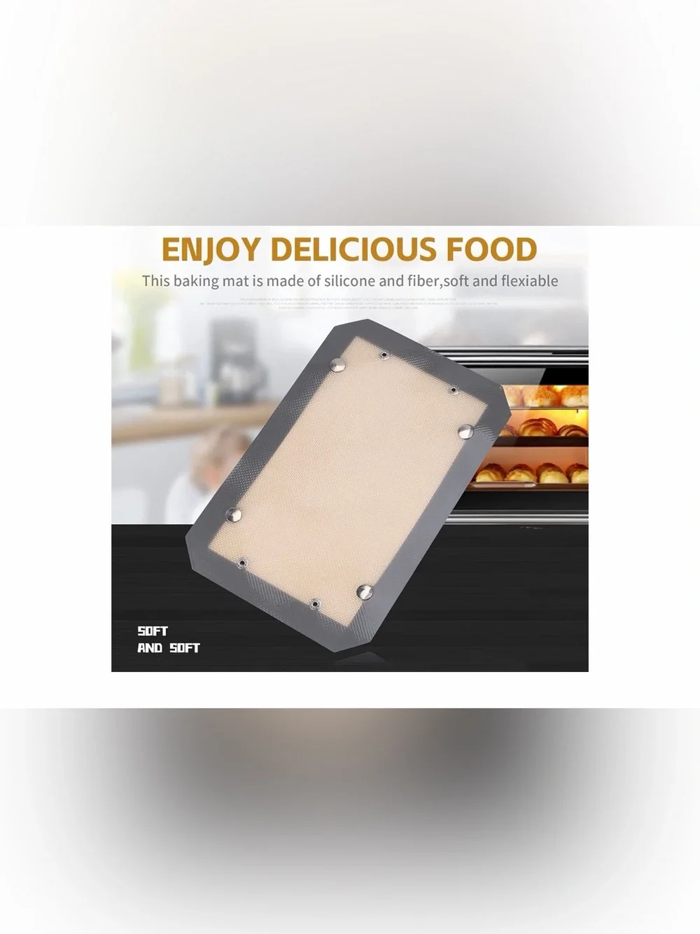NWT 2PC Silicone Fiber Baking Mat with Buckle, No Leak & Non Stick